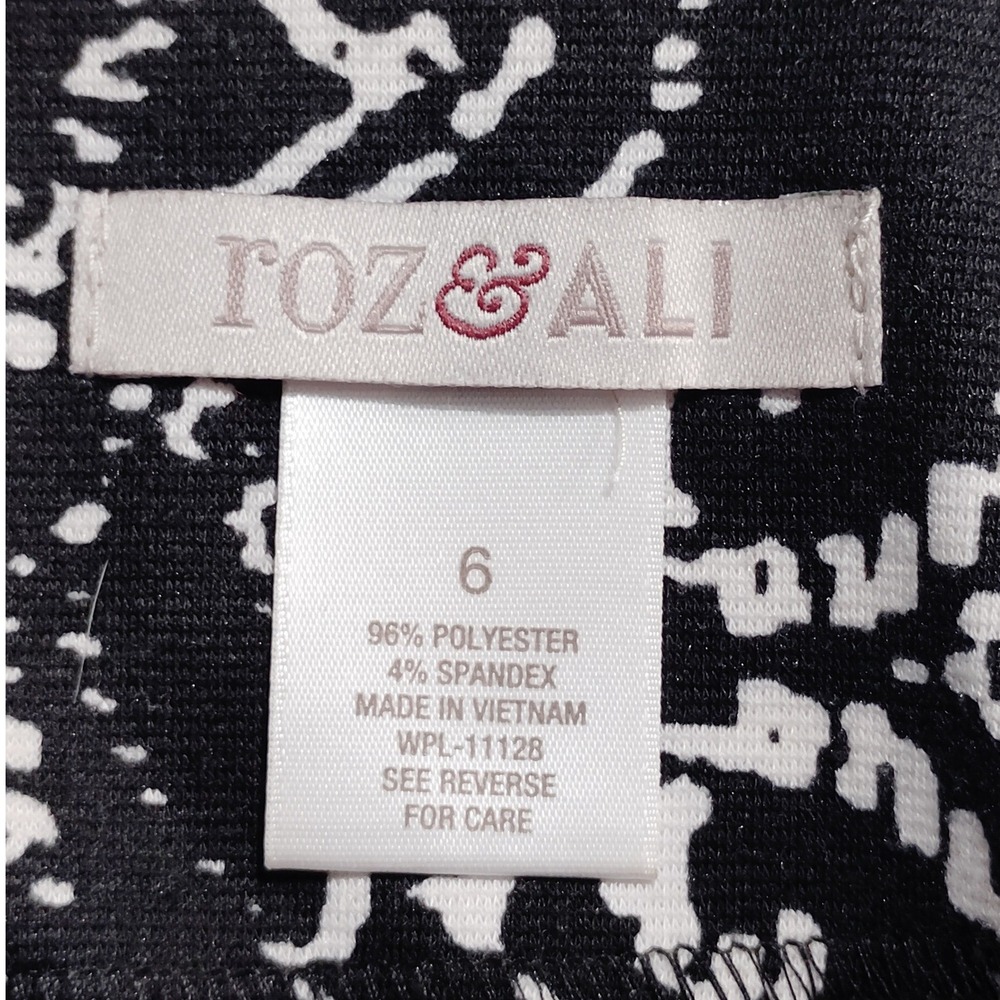Roz & Ali Black White Damask‎ Print Pencil Skirt Womens Size 6 Back Zip Stretch - Picture 6 of 6
